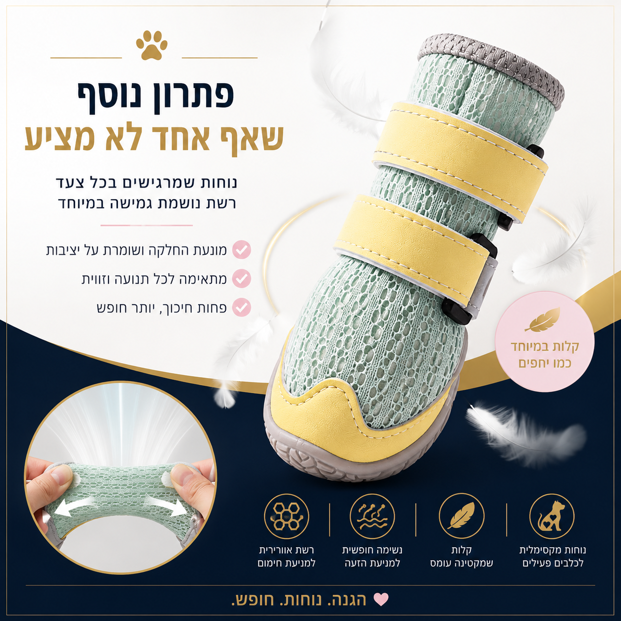 נעלי קיץ לכלבים | רשת נושמת להגנה מכוויות אספלט