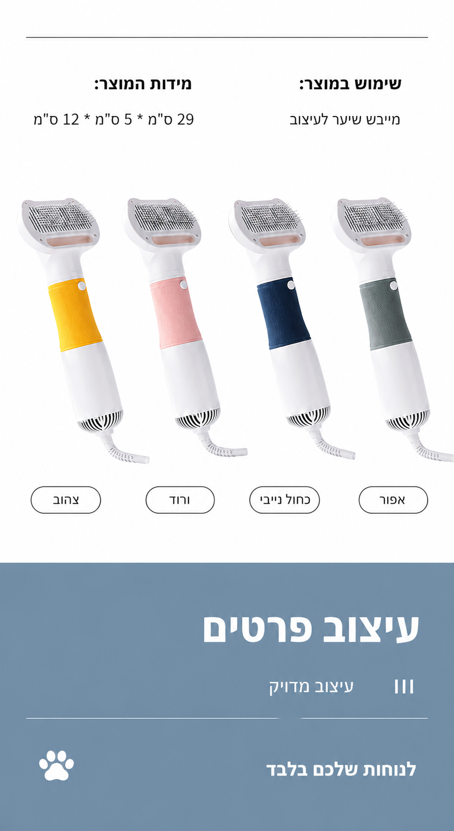 מייבש ומברשת פרווה 2 ב-1 לחיות מחמד - הטיפוח המקצועי של BeThePet