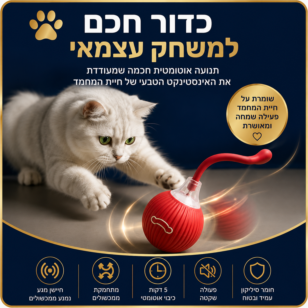 כדור משחק חכם לחתולים – BeThePet Smart Ball